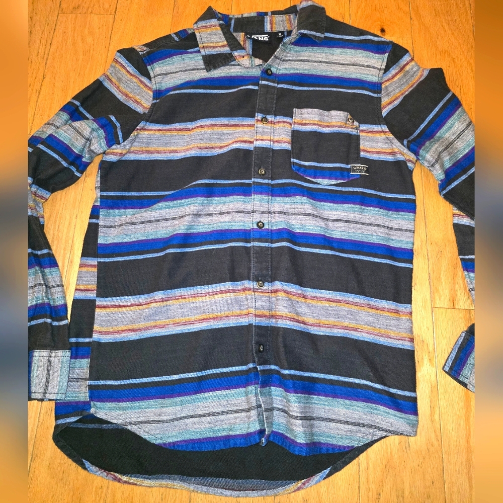 Vans Multicolor Striped Button-Up Shirt Mens Size M